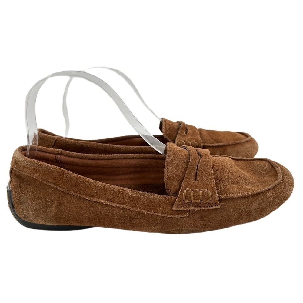 Womens suede flats size 7.5 brown penny loafers 
vintage y2k